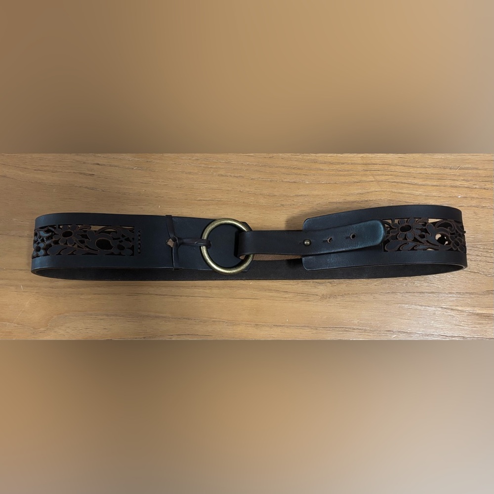 Oilily Brown Leather Belt with Gold Ring